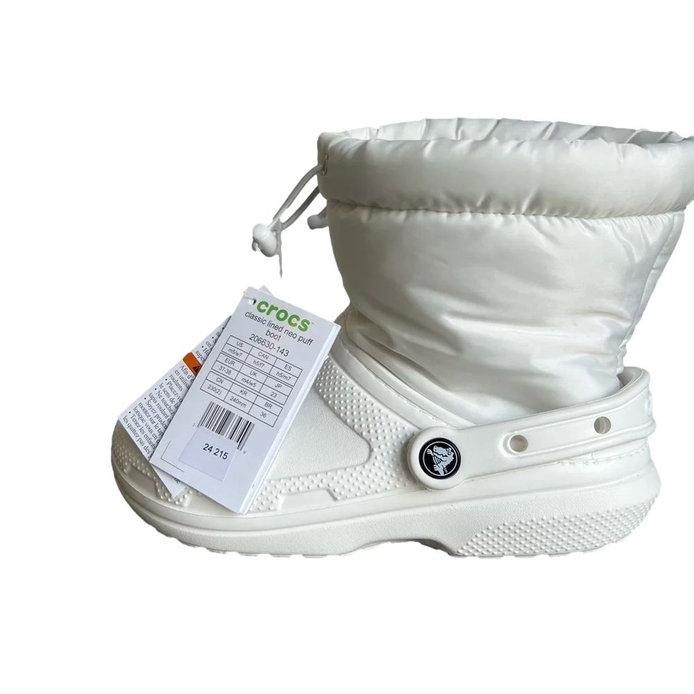 Crocs Classic Lined Neo Puff White Unisex Boot Size 7 or 5 SKU#24215